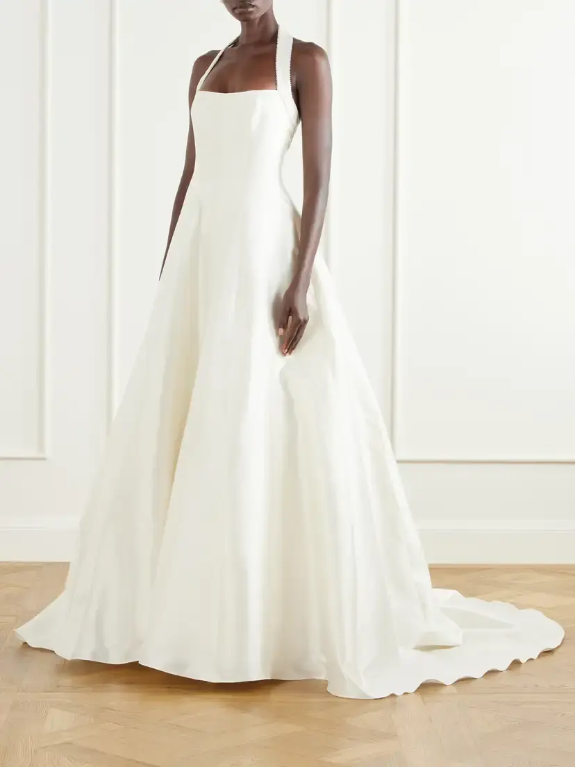 Danielle Frankel Liz Halterneck Beaded Wool And Silk-blend Twill Bustier Gown | Thumbnail 2 Danielle Frankel Liz Halterneck Beaded Wool And Silk-blend Twill Bustier Gown | Thumbnail 2