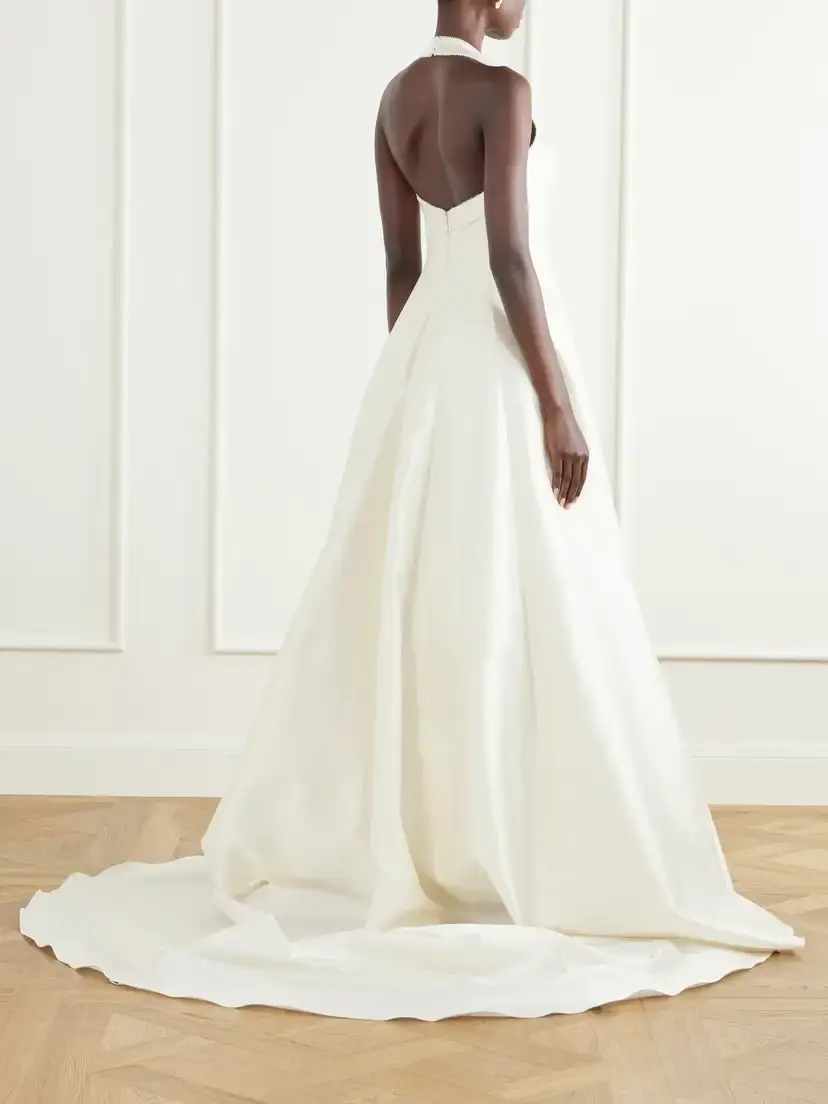 Danielle Frankel Liz Halterneck Beaded Wool And Silk-blend Twill Bustier Gown | Thumbnail 3 Danielle Frankel Liz Halterneck Beaded Wool And Silk-blend Twill Bustier Gown | Thumbnail 3