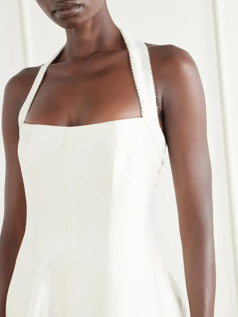 Danielle Frankel Liz Halterneck Beaded Wool And Silk-blend Twill Bustier Gown | Thumbnail 4 Danielle Frankel Liz Halterneck Beaded Wool And Silk-blend Twill Bustier Gown | Thumbnail 4