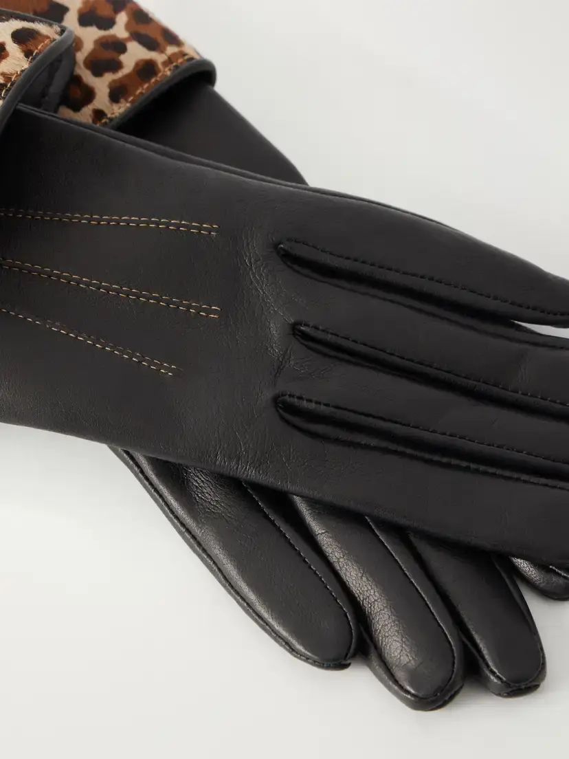 Agnelle Fannycalf Leopard-print Calf Hair-trimmed Leather Gloves | Thumbnail 2 Agnelle Fannycalf Leopard-print Calf Hair-trimmed Leather Gloves | Thumbnail 2