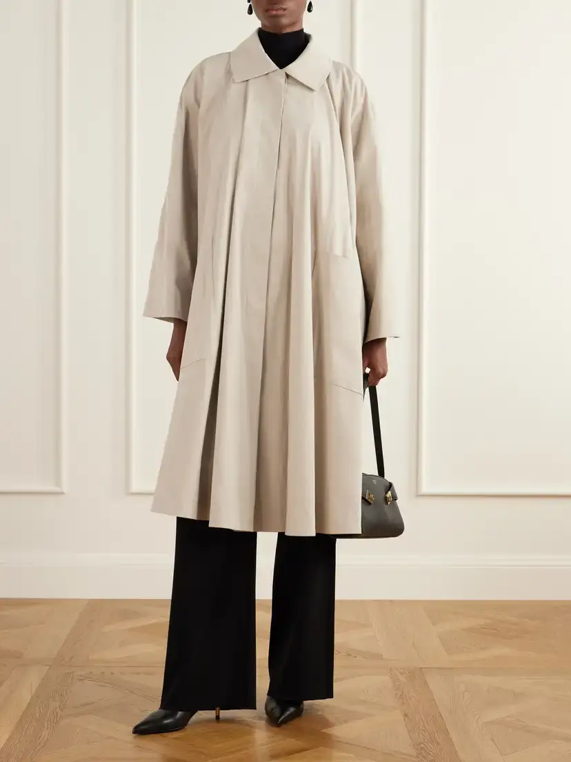 Nour Hammour Jane Graceful Pleated Cotton-blend Coat | Thumbnail 2 Nour Hammour Jane Graceful Pleated Cotton-blend Coat | Thumbnail 2