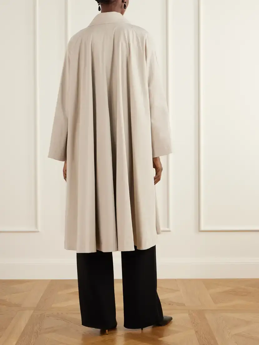 Nour Hammour Jane Graceful Pleated Cotton-blend Coat | Thumbnail 3 Nour Hammour Jane Graceful Pleated Cotton-blend Coat | Thumbnail 3