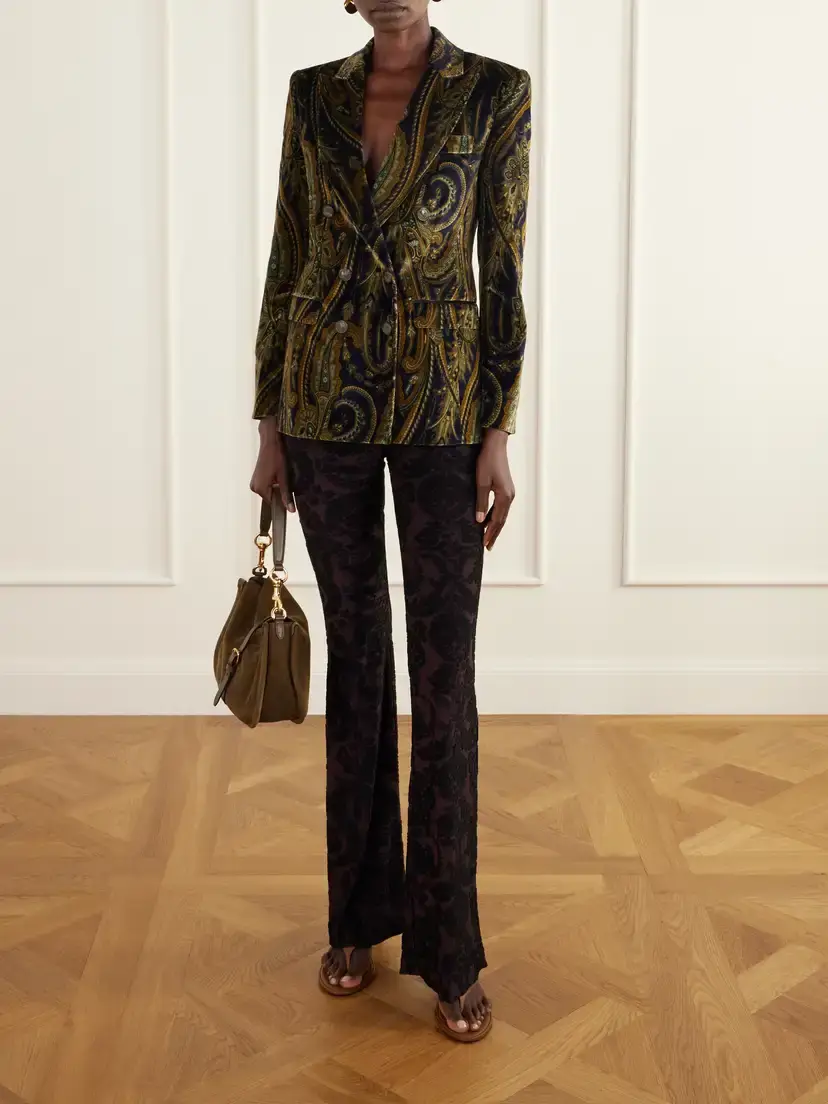 Etro Double-breasted Printed Cotton-blend Velvet Blazer | Thumbnail 2