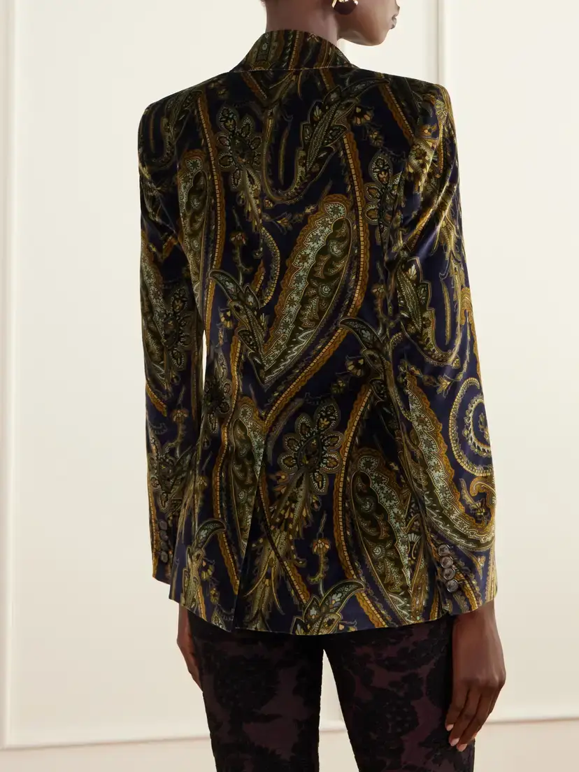 Etro Double-breasted Printed Cotton-blend Velvet Blazer | Thumbnail 3