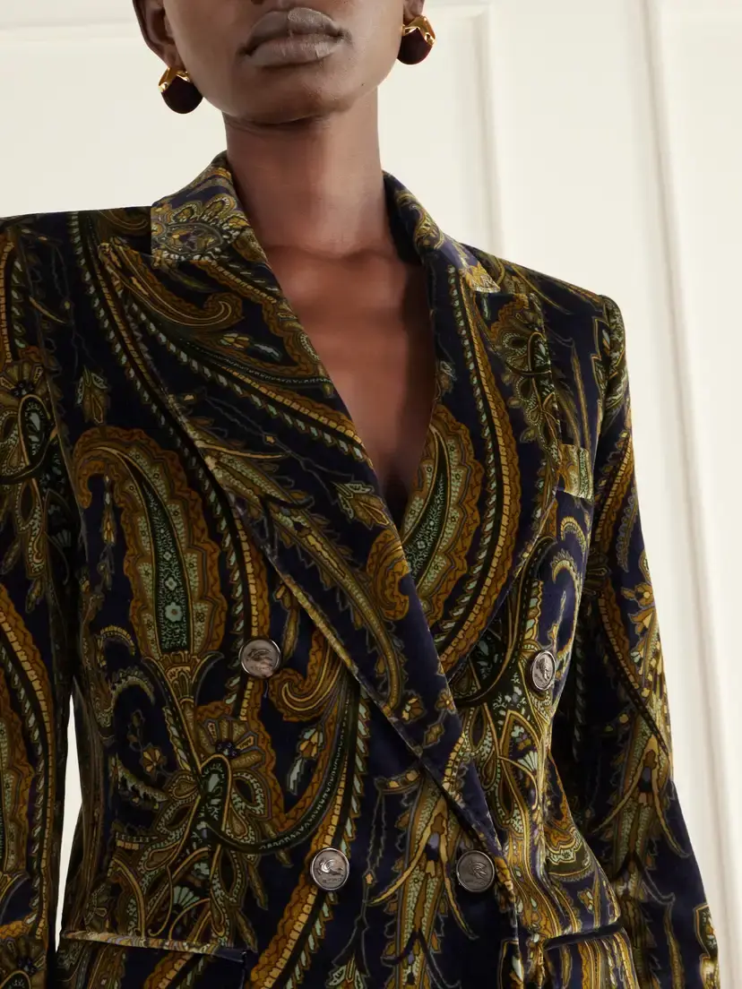 Etro Double-breasted Printed Cotton-blend Velvet Blazer | Thumbnail 4