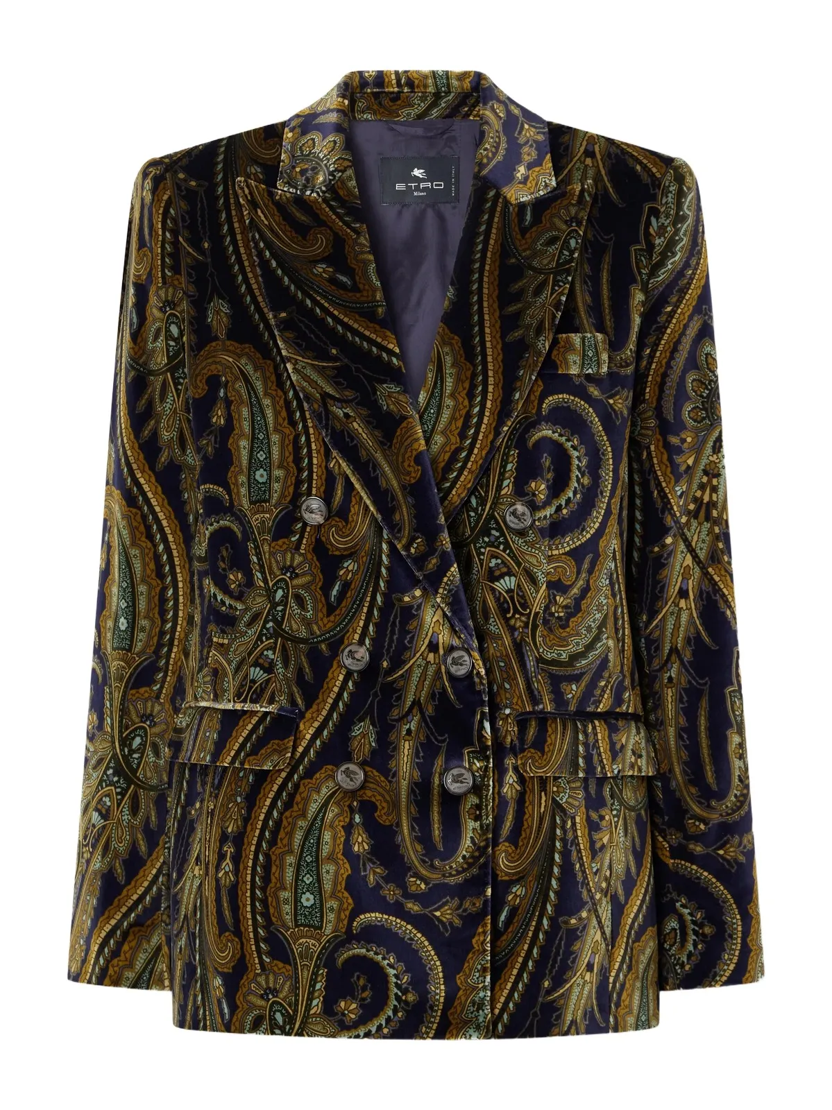 Double-breasted Paisley-print Cotton-blend Velvet Blazer Double-breasted Paisley-print Cotton-blend Velvet Blazer