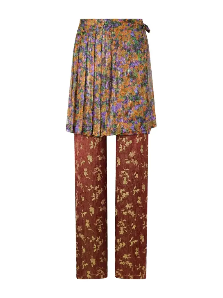 Floral-jacquard And Crepon Wide-leg Pants Floral-jacquard And Crepon Wide-leg Pants