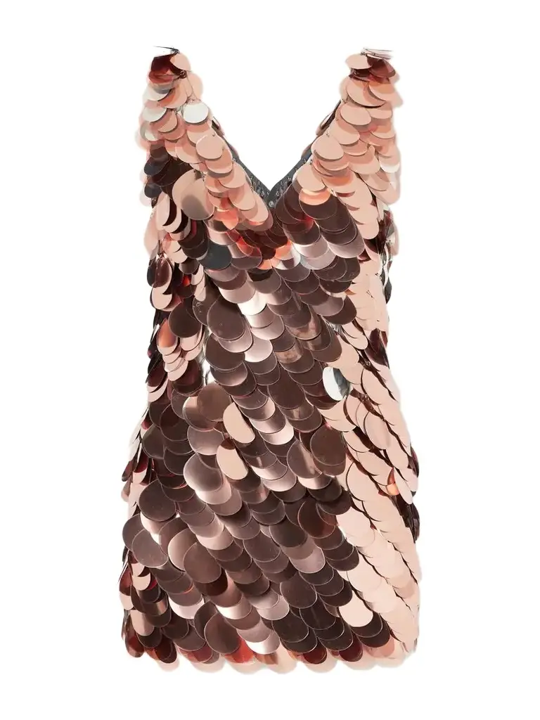Rabanne Sequin-embellished Coated Metallic Mesh Mini Dress