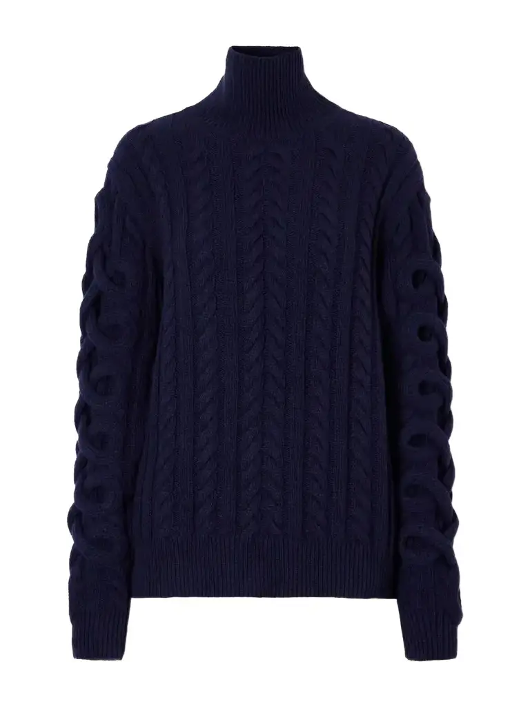 Cable-knit Wool-blend Turtleneck Sweater