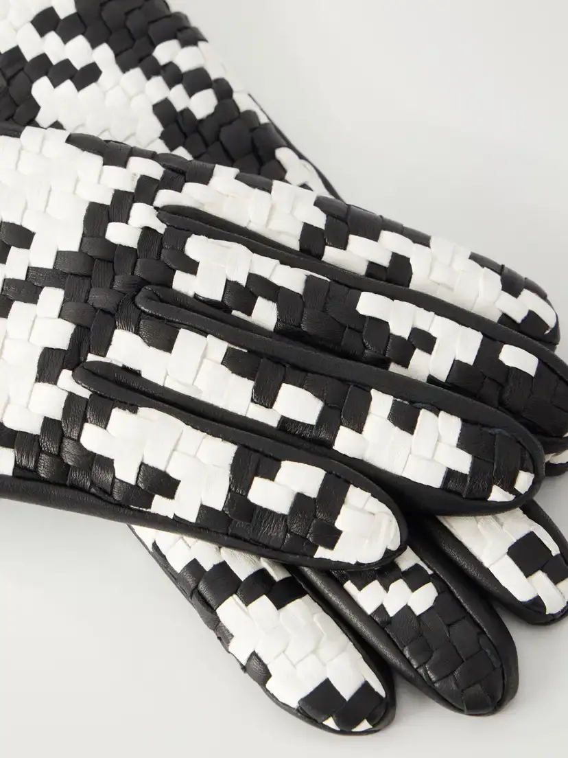 Agnelle Coquettine Houndstooth Leather Gloves | Thumbnail 2 Agnelle Coquettine Houndstooth Leather Gloves | Thumbnail 2