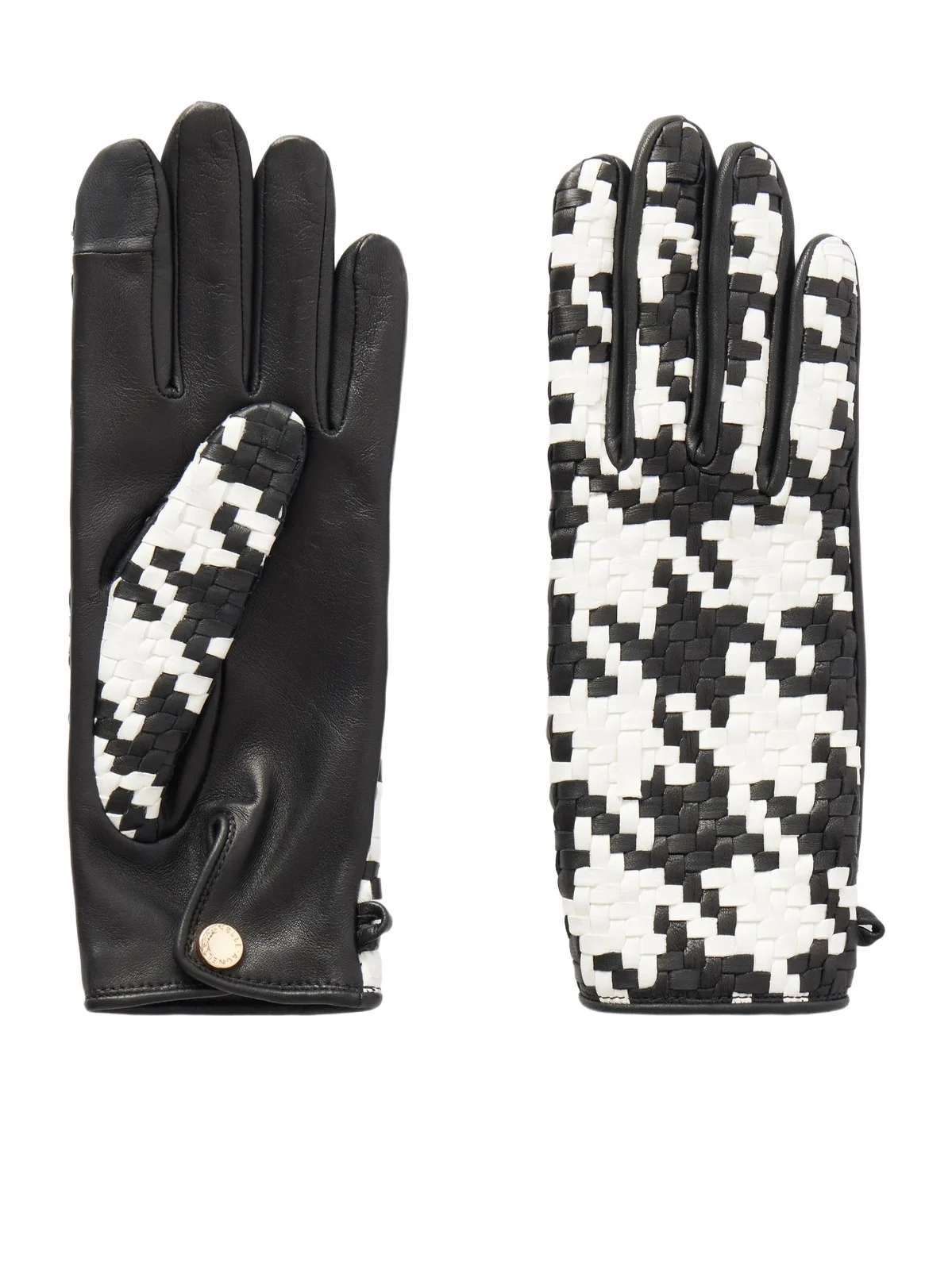 Agnelle Coquettine Houndstooth Leather Gloves