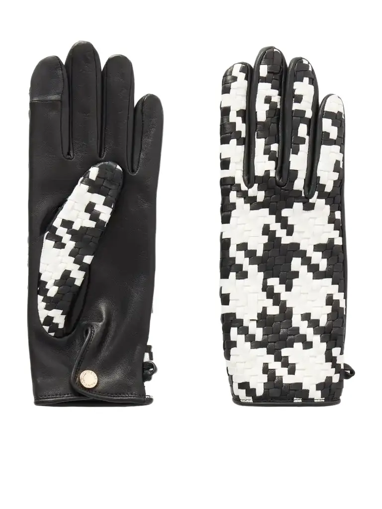 Coquettine Houndstooth Leather Gloves