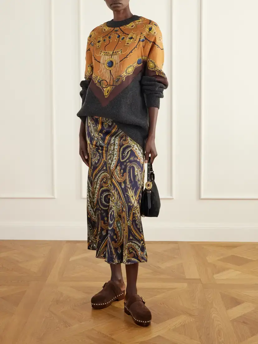 Etro Leather-trimmed Velvet Shoulder Bag | Thumbnail 3