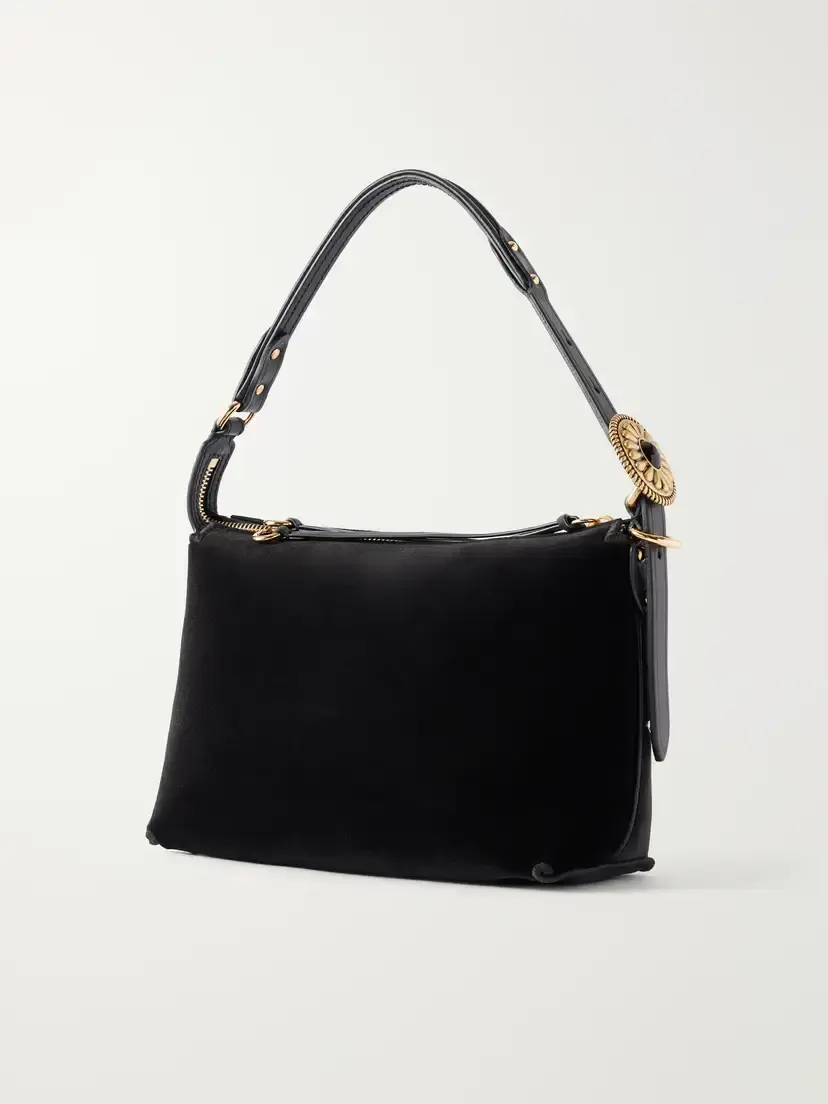 Etro Leather-trimmed Velvet Shoulder Bag | Thumbnail 4