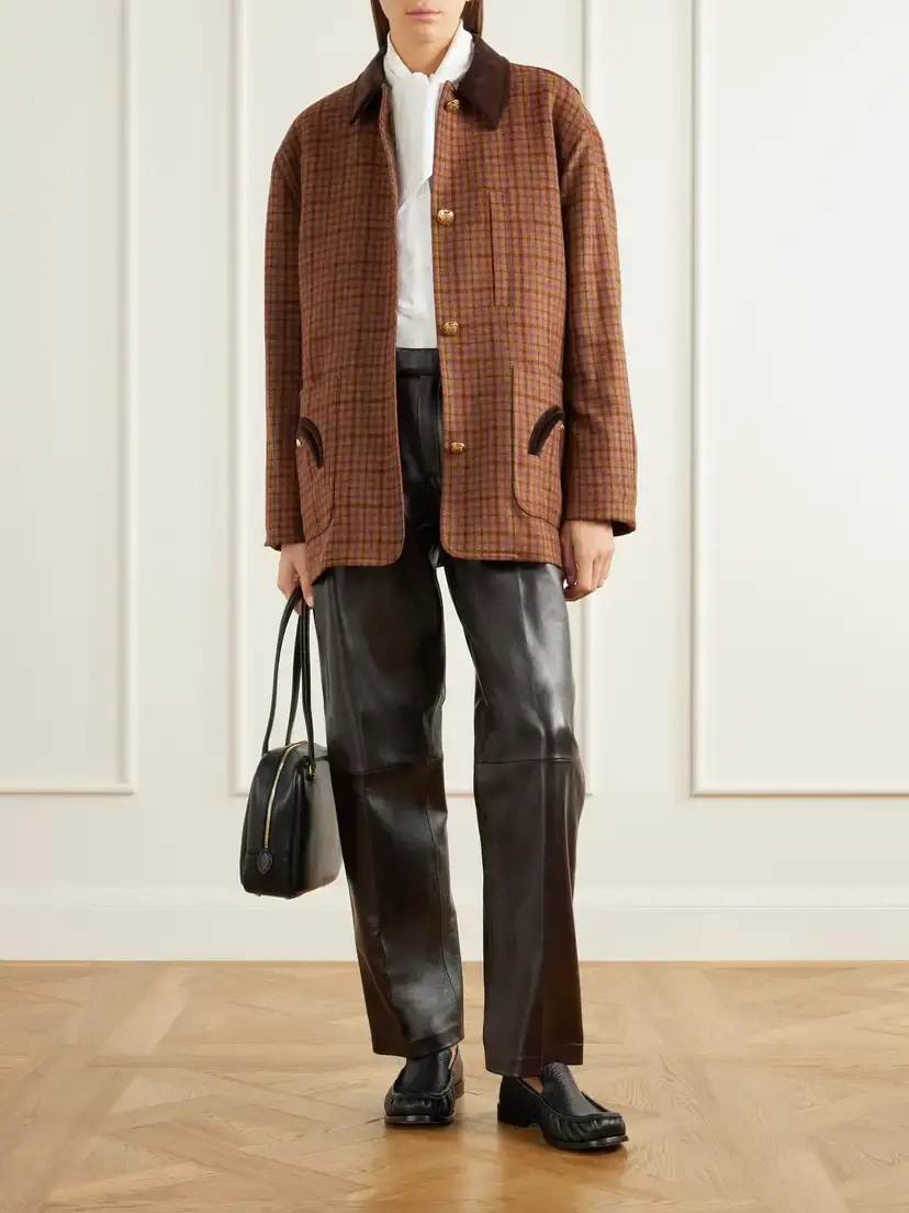 Blazé Milano Clelia Corduroy-trimmed Checked Wool Jacket | Thumbnail 2 Blazé Milano Clelia Corduroy-trimmed Checked Wool Jacket | Thumbnail 2