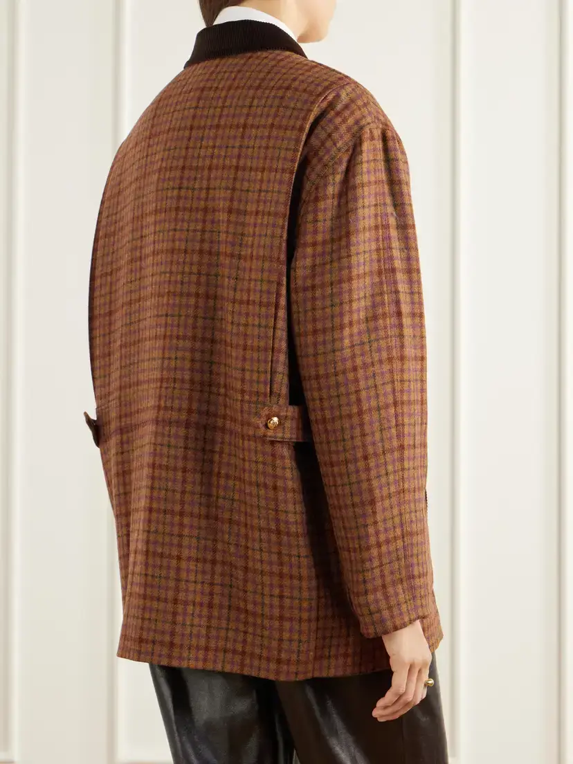 Blazé Milano Clelia Corduroy-trimmed Checked Wool Jacket | Thumbnail 4 Blazé Milano Clelia Corduroy-trimmed Checked Wool Jacket | Thumbnail 4