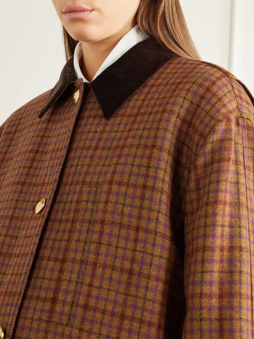 Blazé Milano Clelia Corduroy-trimmed Checked Wool Jacket | Thumbnail 5 Blazé Milano Clelia Corduroy-trimmed Checked Wool Jacket | Thumbnail 5