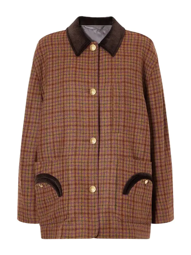 Blazé Milano Clelia Corduroy-trimmed Checked Wool Jacket