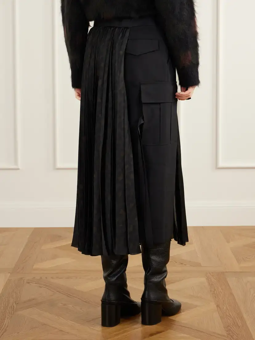 Sacai Pleated Leopard-print Jersey And Satin Midi Skirt | Thumbnail 4 Sacai Pleated Leopard-print Jersey And Satin Midi Skirt | Thumbnail 4