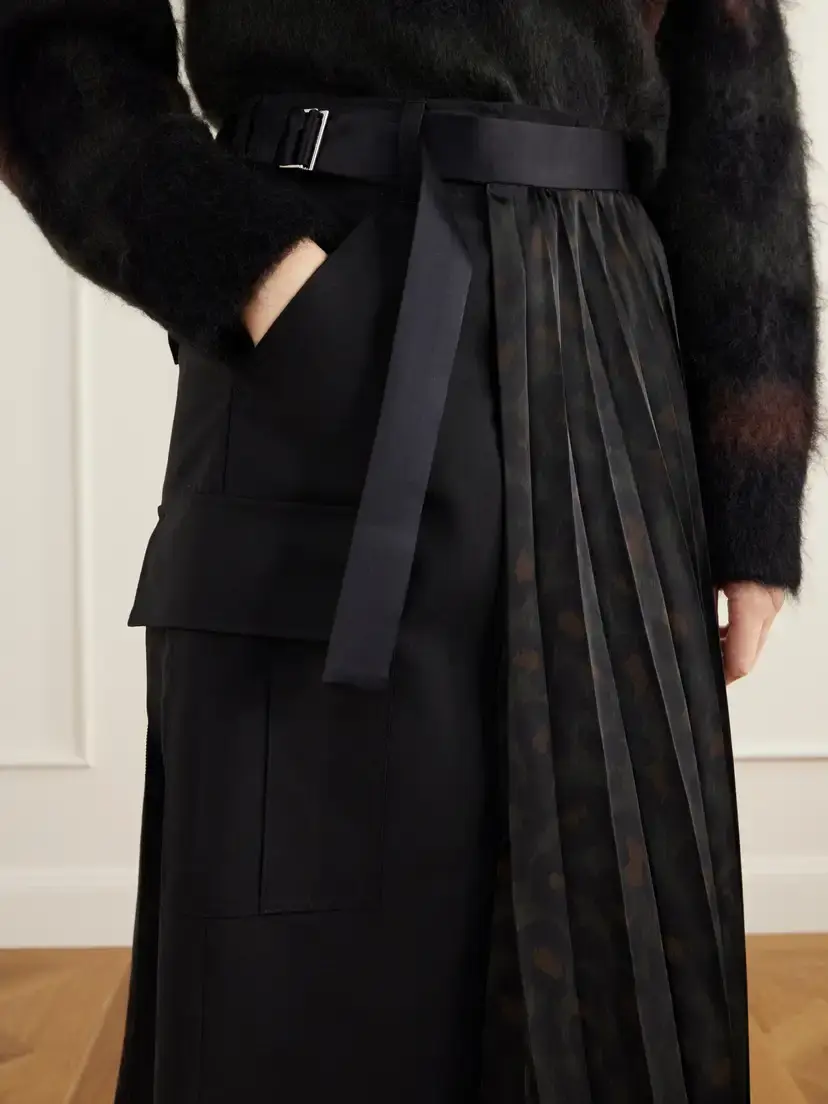 Sacai Pleated Leopard-print Jersey And Satin Midi Skirt | Thumbnail 5 Sacai Pleated Leopard-print Jersey And Satin Midi Skirt | Thumbnail 5