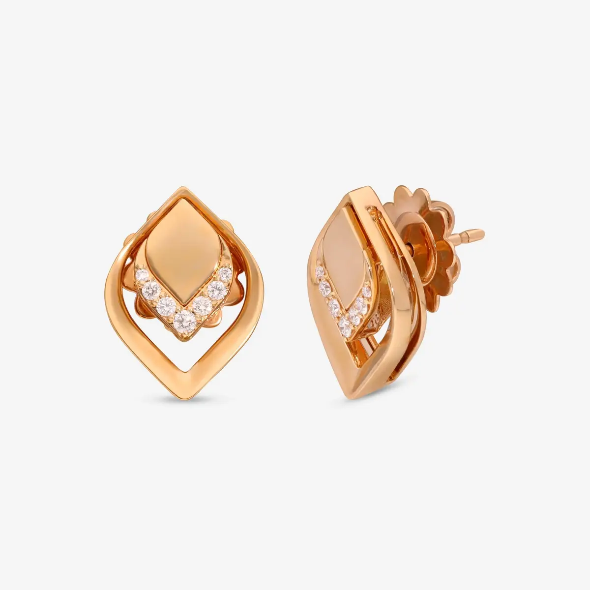 Roberto Coin Roberto Coin Petal 18K Rose Gold Diamond Stud Earrings by The Solist | Thumbnail 3