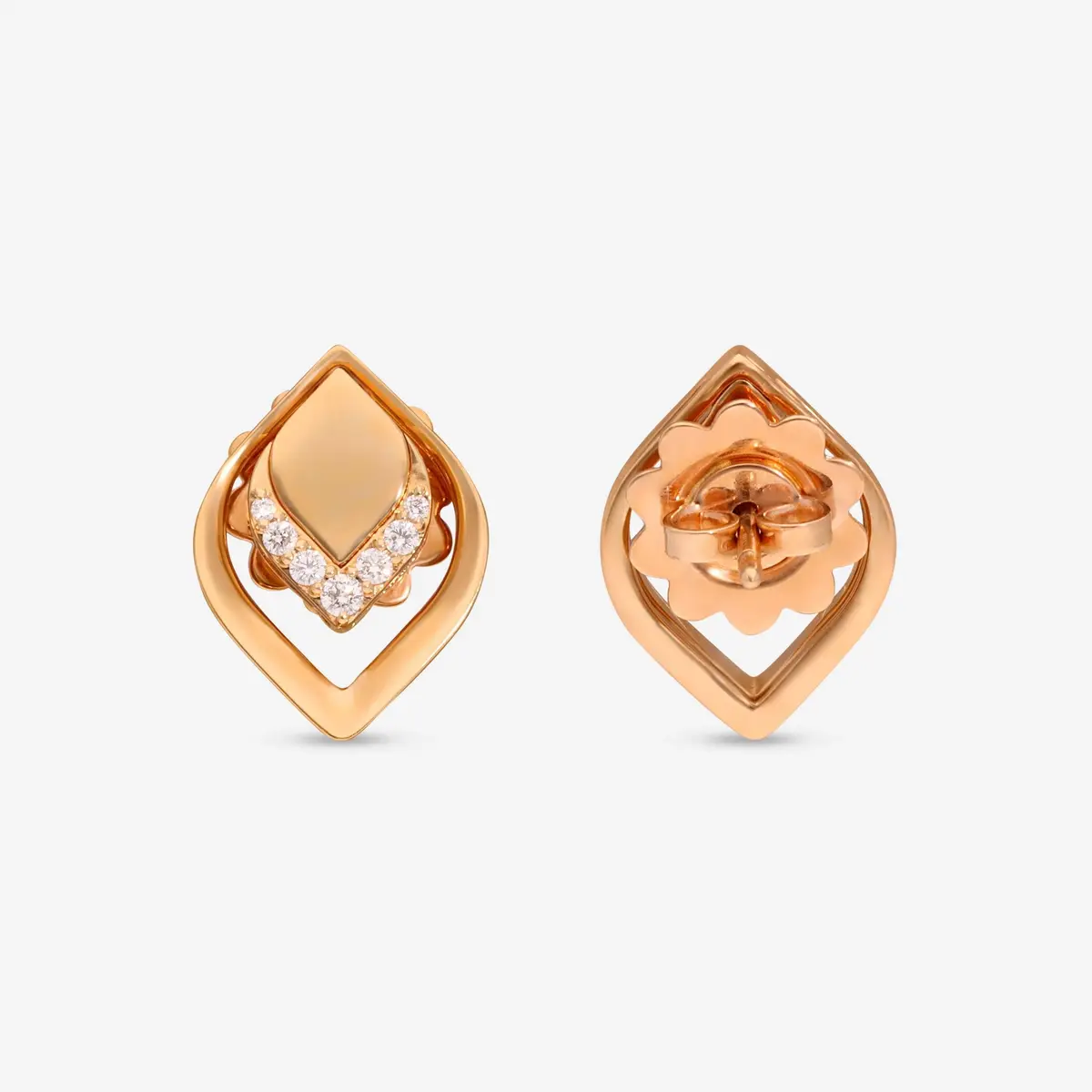 Roberto Coin Roberto Coin Petal 18K Rose Gold Diamond Stud Earrings by The Solist | Thumbnail 4