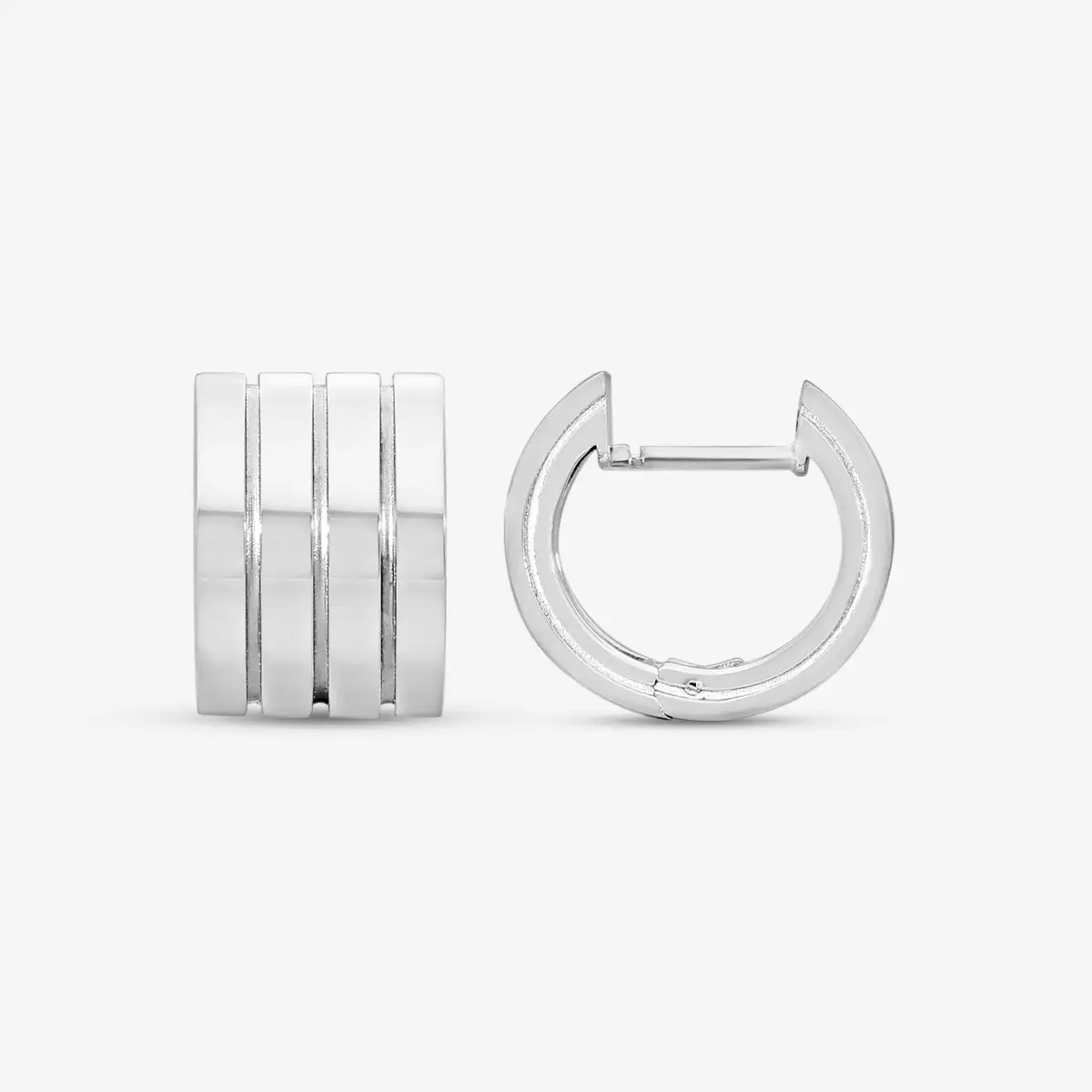 Roberto Coin Roberto Coin Portofino 18K White Gold 4-Row Hoop Earrings by The Solist | Thumbnail 3 Roberto Coin Roberto Coin Portofino 18K White Gold 4-Row Hoop Earrings by The Solist | Thumbnail 3