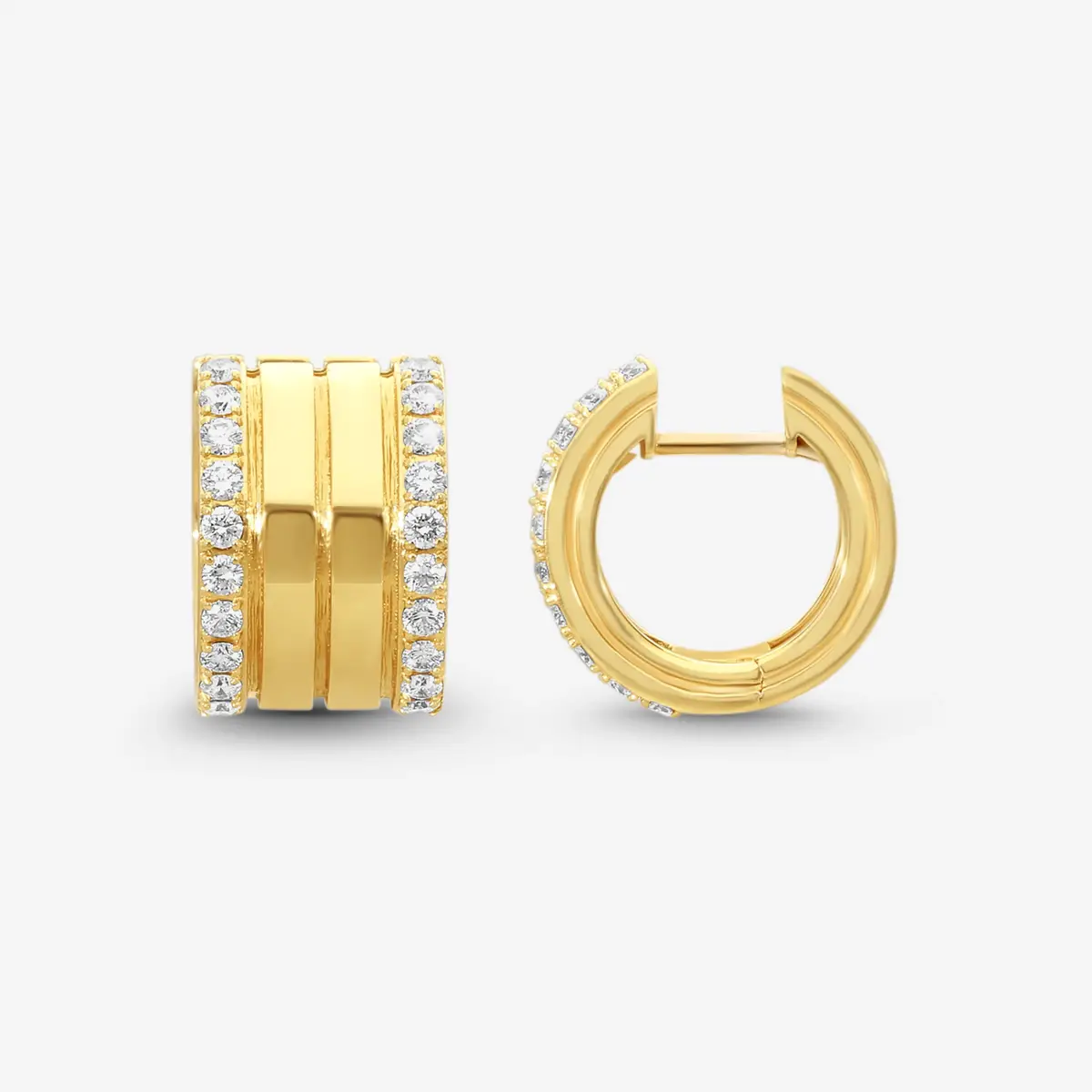 Roberto Coin Roberto Coin Portofino 18K Yellow Gold Diamond 4-Row Hoop Earrings by The Solist | Thumbnail 3 Roberto Coin Roberto Coin Portofino 18K Yellow Gold Diamond 4-Row Hoop Earrings by The Solist | Thumbnail 3