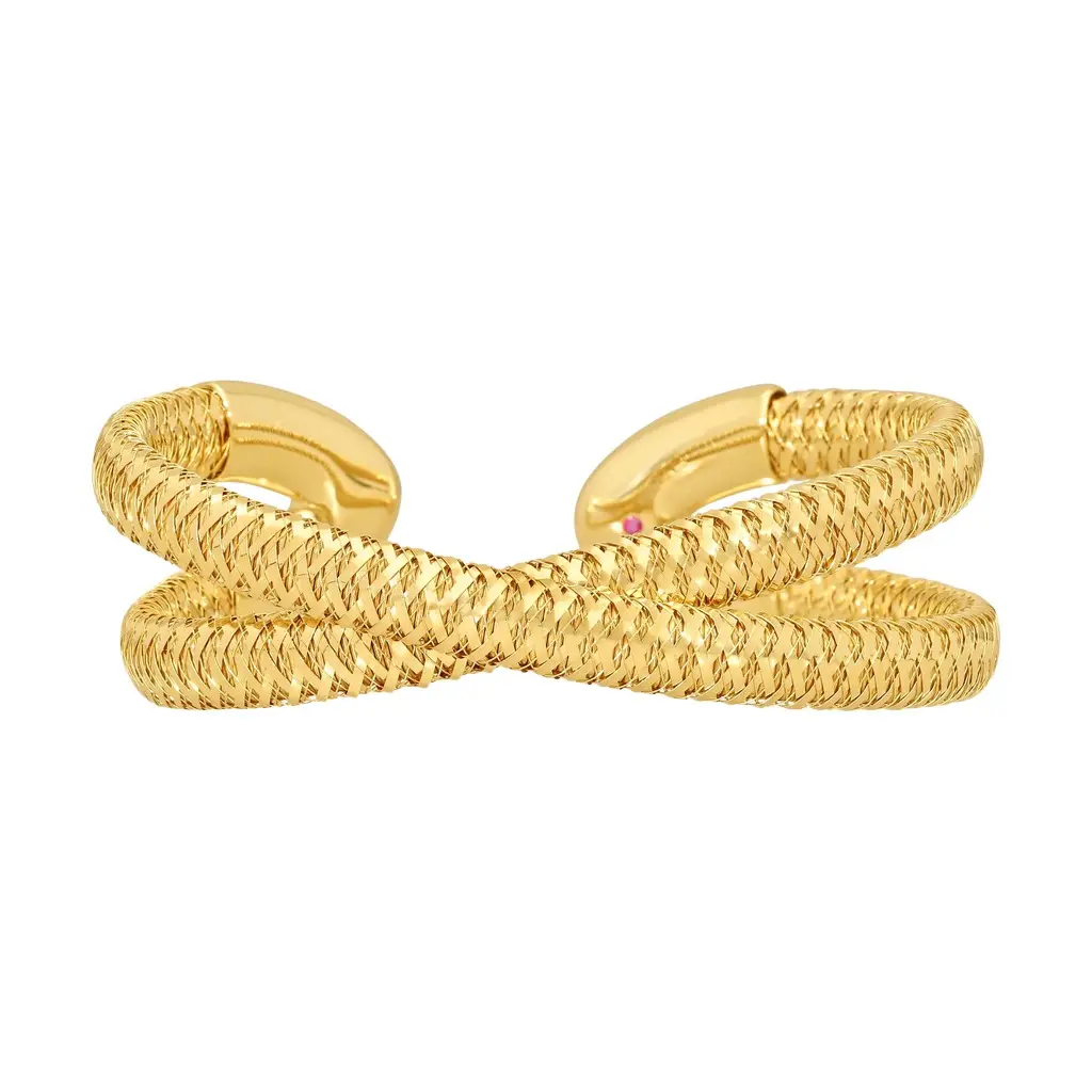 Roberto Coin Primavera Crisscross 18K Yellow Gold Cuff Bracelet by The Solist Roberto Coin Primavera Crisscross 18K Yellow Gold Cuff Bracelet by The Solist