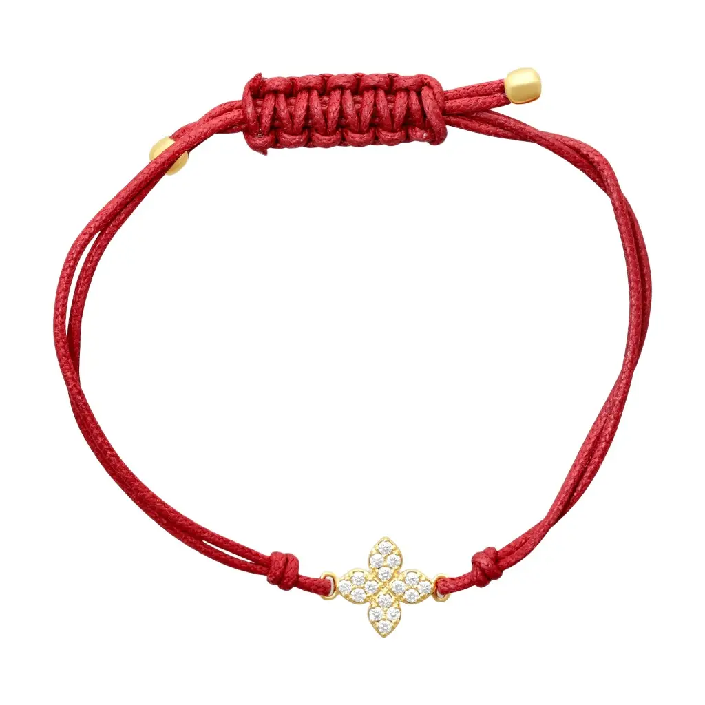 Roberto Coin Roberto Coin Princess 18K Yellow Gold Diamond Red Silk Cord Bracelet by The Solist