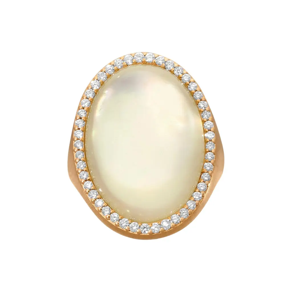 Roberto Coin Roberto Coin Small Satin 18K Rose Gold Diamond & Lemon Quartz Ring Sz. 7 by The Solist