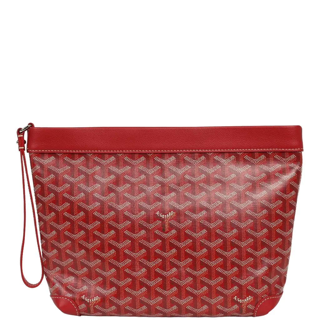 Goyard Goyardine Canvas Red Conti Pouch Palladium Hardware Goyard Goyardine Canvas Red Conti Pouch Palladium Hardware