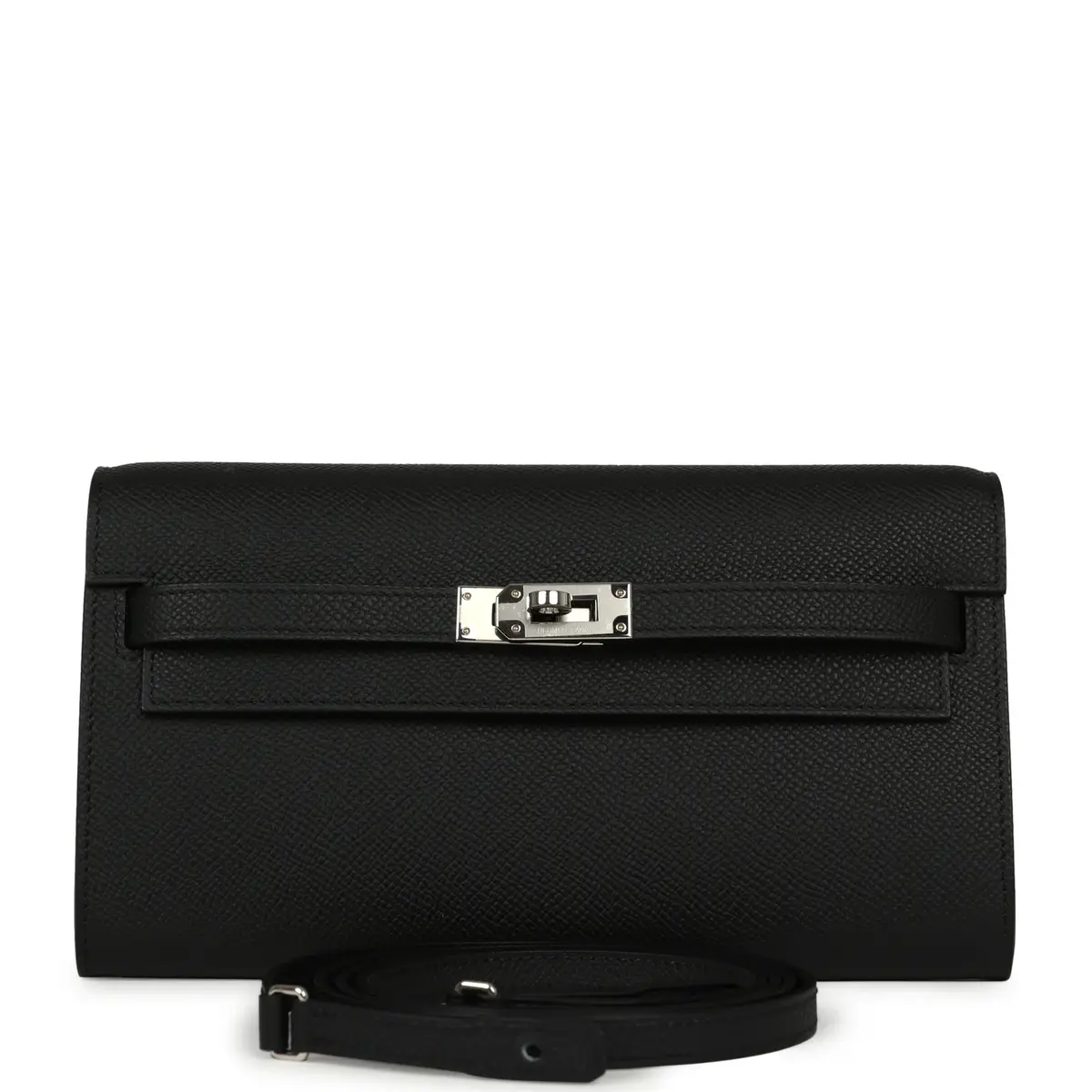 HERMÈS Hermes Kelly Wallet To Go Black Epsom Palladium Hardware