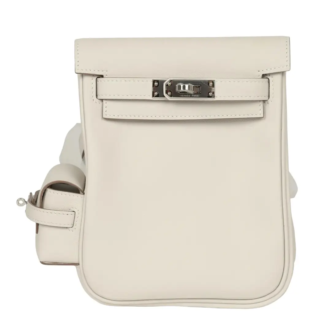 HERMÈS Hermes Mini Kelly Jump Backpack Gris Pale Swift Palladium Hardware