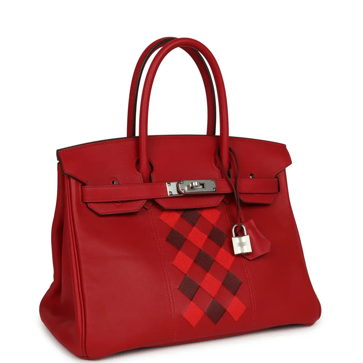 HERMÈS Pre-owned Hermes Birkin 30 Tressage De Cuir Rouge Piment Swift, Rouge H, Rouge De Coeur Epsom Palladium Hardware | Thumbnail 2 HERMÈS Pre-owned Hermes Birkin 30 Tressage De Cuir Rouge Piment Swift, Rouge H, Rouge De Coeur Epsom Palladium Hardware | Thumbnail 2
