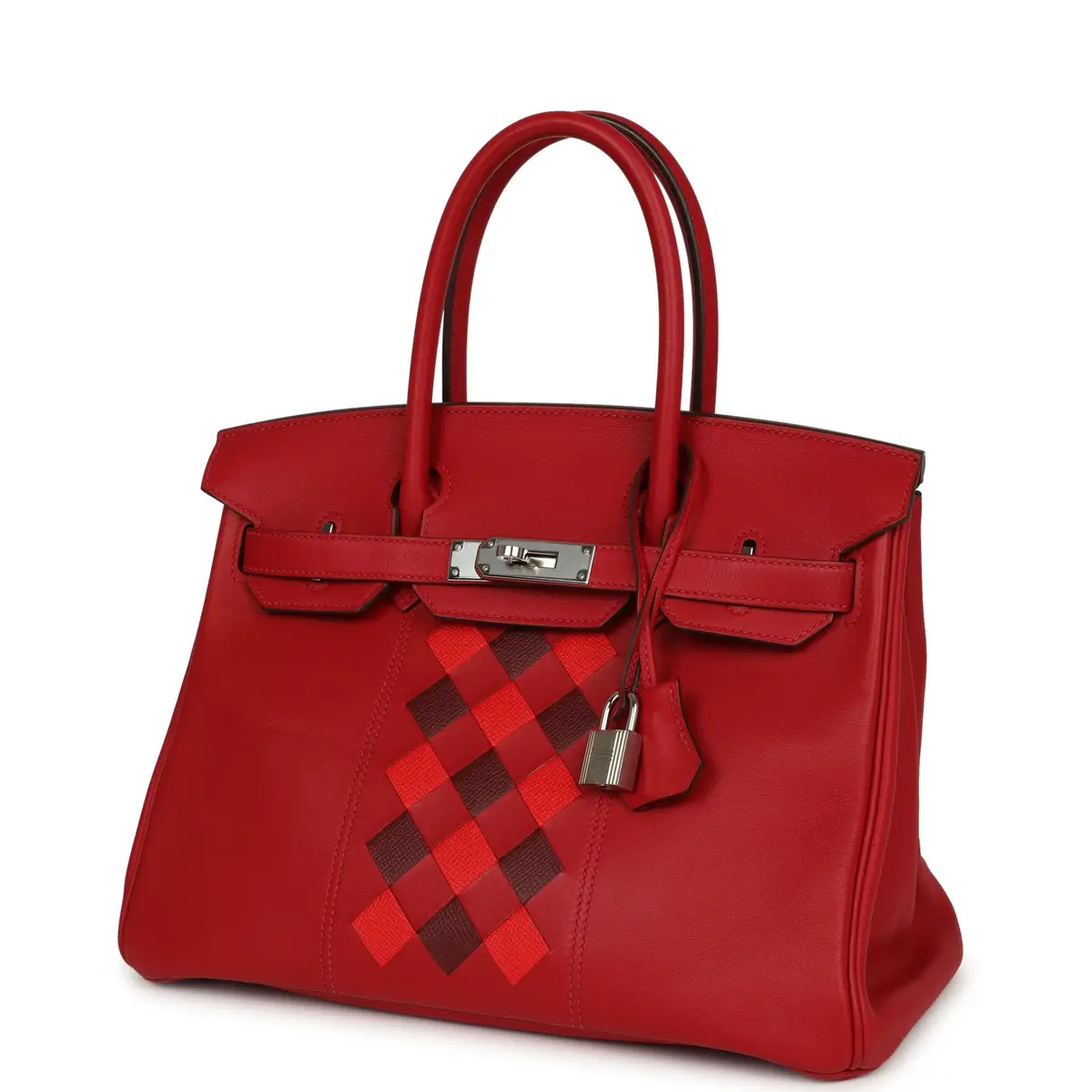 HERMÈS Pre-owned Hermes Birkin 30 Tressage De Cuir Rouge Piment Swift, Rouge H, Rouge De Coeur Epsom Palladium Hardware | Thumbnail 5 HERMÈS Pre-owned Hermes Birkin 30 Tressage De Cuir Rouge Piment Swift, Rouge H, Rouge De Coeur Epsom Palladium Hardware | Thumbnail 5