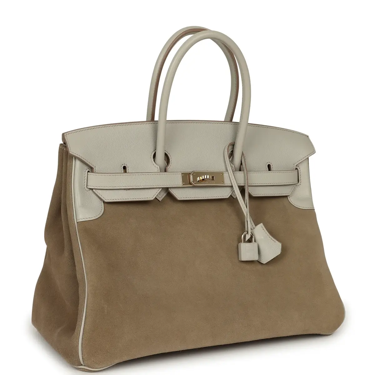 HERMÈS Pre-owned Hermes Birkin 35 Gris Caillou Grizzly, Gris Pale Evercolor Permabrass Hardware | Thumbnail 2