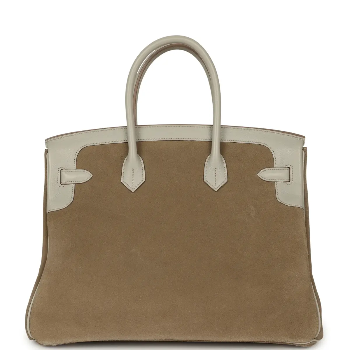 HERMÈS Pre-owned Hermes Birkin 35 Gris Caillou Grizzly, Gris Pale Evercolor Permabrass Hardware | Thumbnail 4