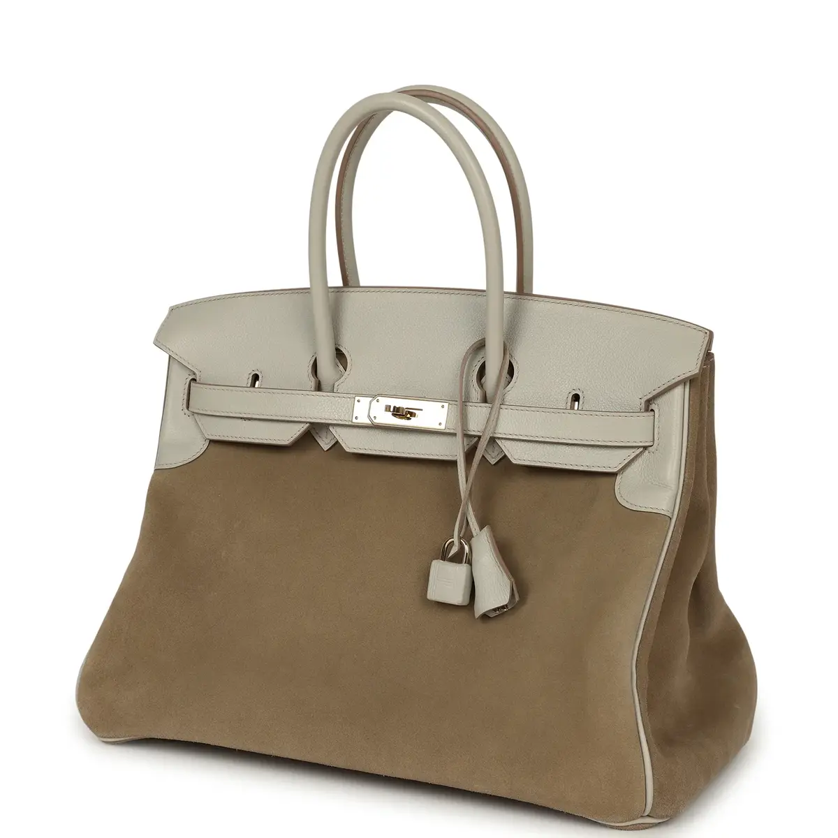 HERMÈS Pre-owned Hermes Birkin 35 Gris Caillou Grizzly, Gris Pale Evercolor Permabrass Hardware | Thumbnail 5