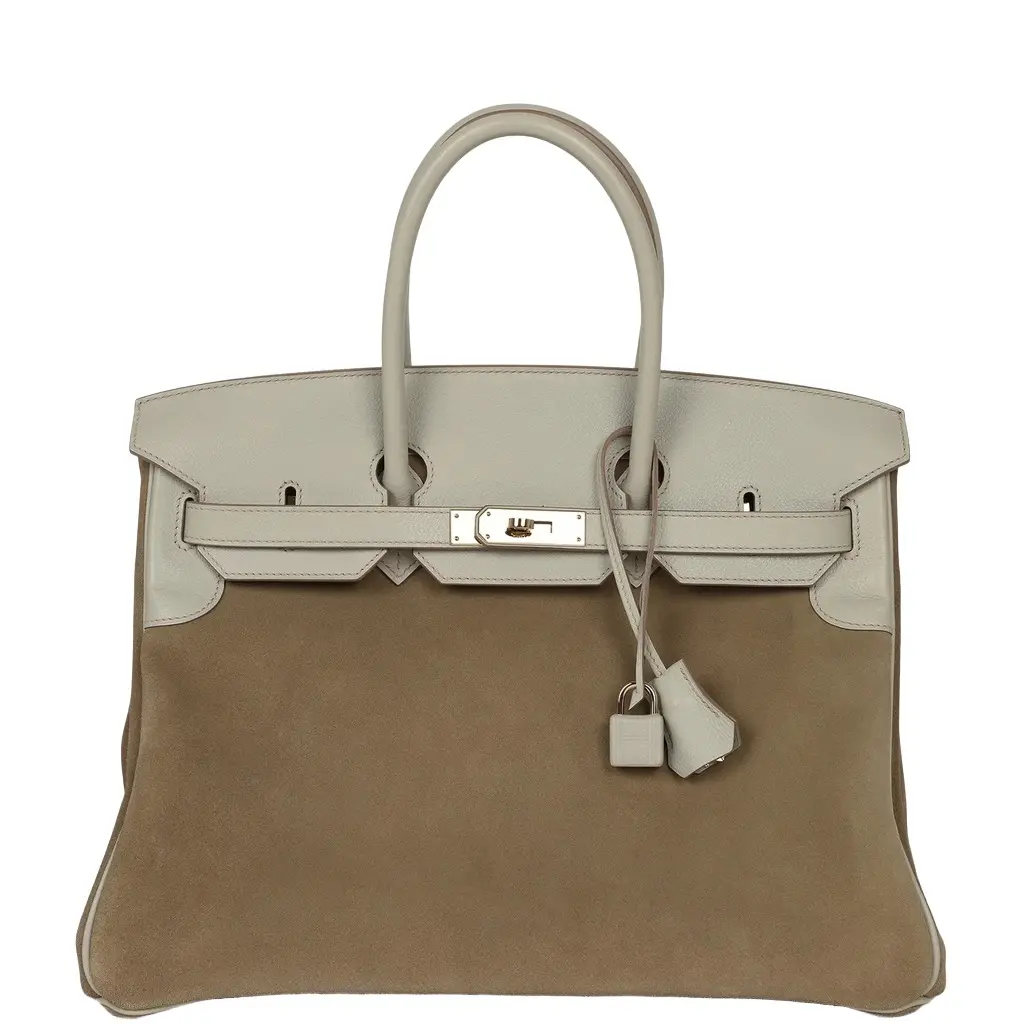 Pre-owned Hermes Birkin 35 Gris Caillou Grizzly, Gris Pale Evercolor Permabrass Hardware Pre-owned Hermes Birkin 35 Gris Caillou Grizzly, Gris Pale Evercolor Permabrass Hardware