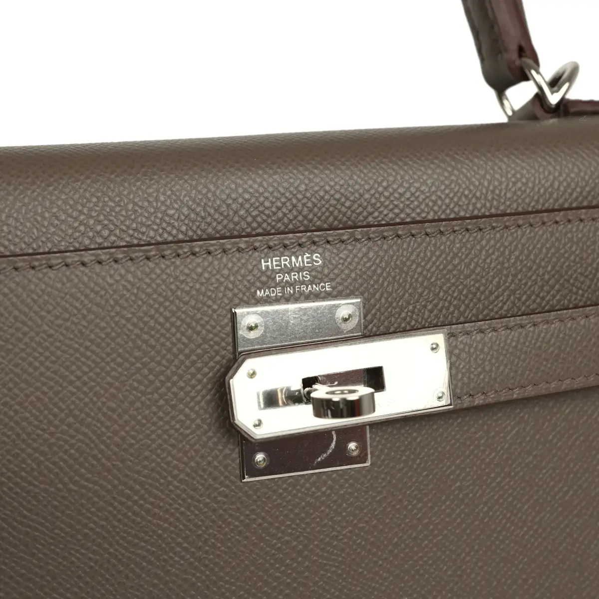 HERMÈS Pre-owned Hermes Kelly Sellier 28 Etain Epsom Palladium Hardware | Thumbnail 7