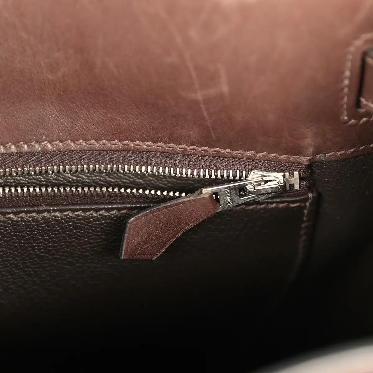 HERMÈS Pre-owned Hermes So Kelly 26 Havane Evercalf Palladium Hardware | Thumbnail 9 HERMÈS Pre-owned Hermes So Kelly 26 Havane Evercalf Palladium Hardware | Thumbnail 9