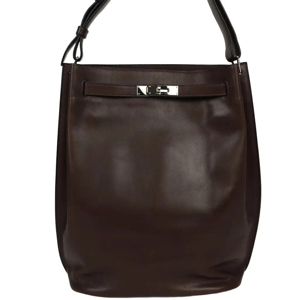 HERMÈS Pre-owned Hermes So Kelly 26 Havane Evercalf Palladium Hardware