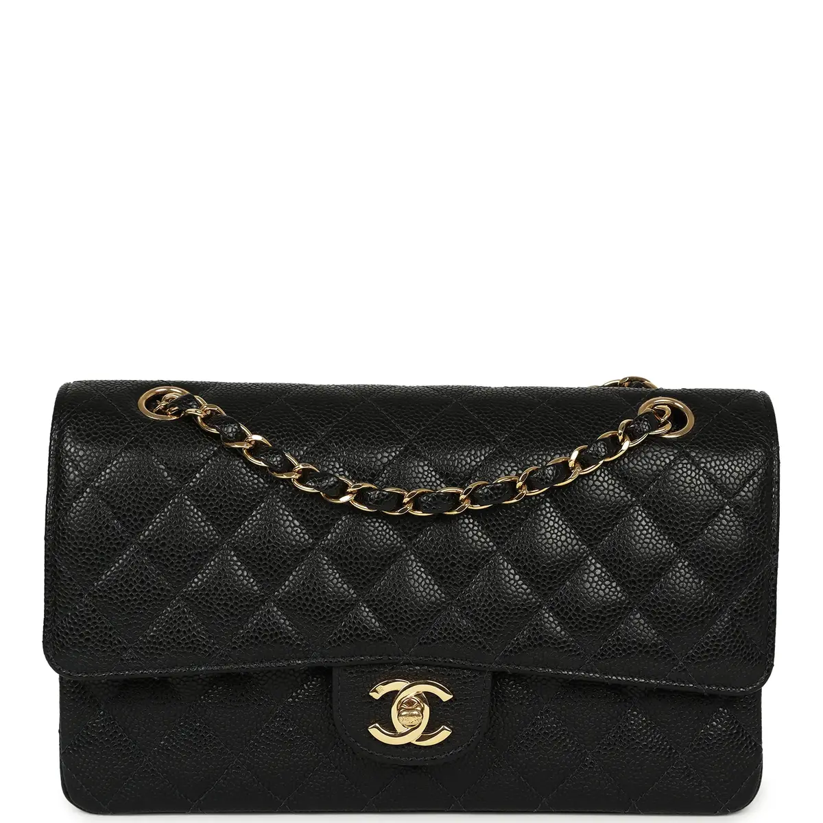 Vintage Chanel Medium Classic Double Flap Bag Black Caviar Gold Hardware Vintage Chanel Medium Classic Double Flap Bag Black Caviar Gold Hardware