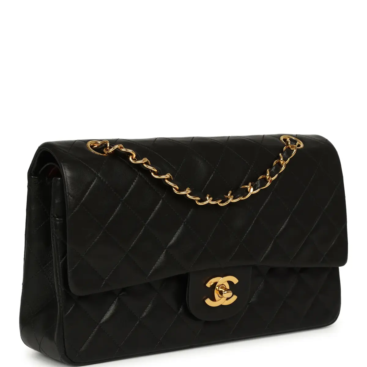 Chanel Vintage Chanel Medium Classic Double Flap Bag Black Lambskin Gold Hardware | Thumbnail 2 Chanel Vintage Chanel Medium Classic Double Flap Bag Black Lambskin Gold Hardware | Thumbnail 2