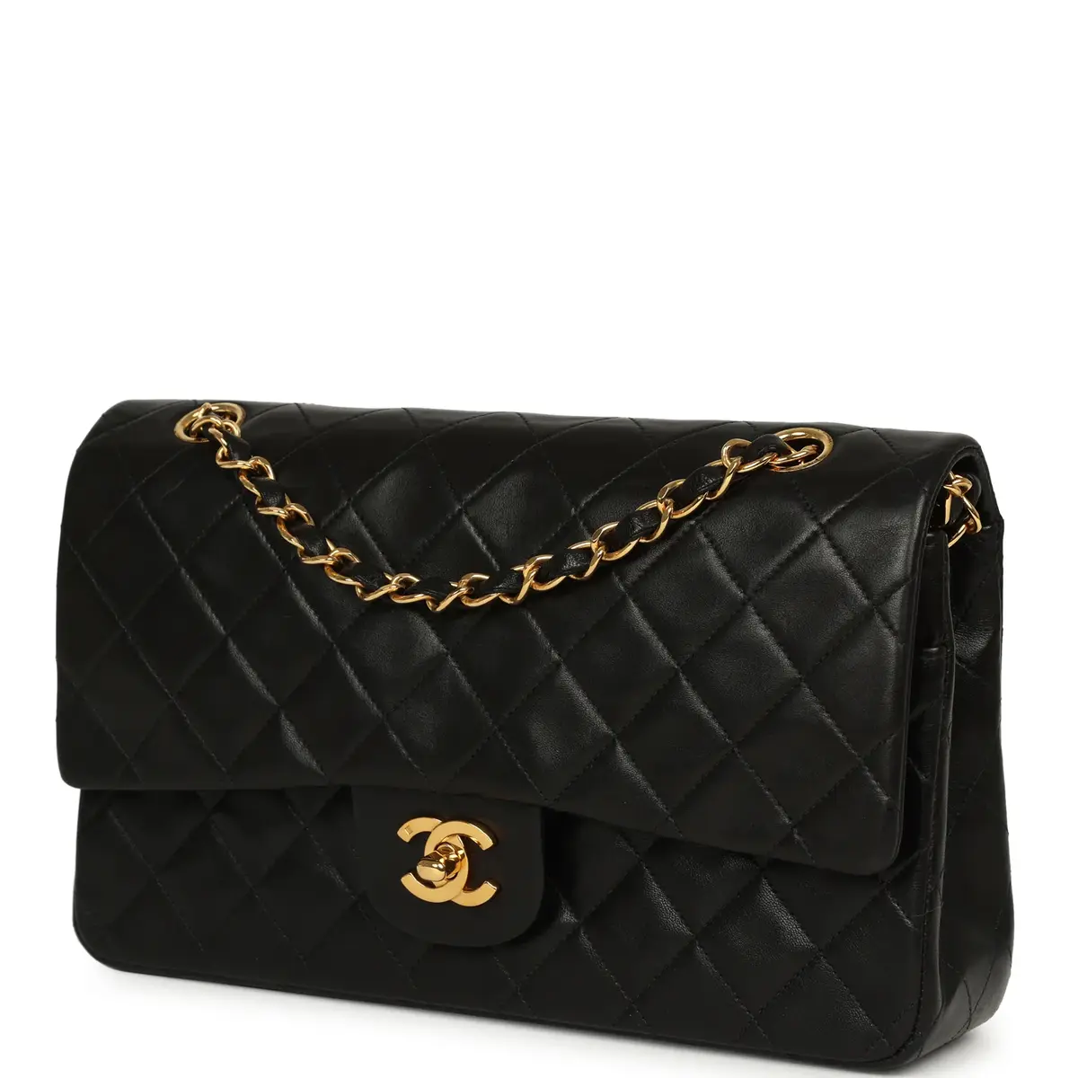 Chanel Vintage Chanel Medium Classic Double Flap Bag Black Lambskin Gold Hardware | Thumbnail 5 Chanel Vintage Chanel Medium Classic Double Flap Bag Black Lambskin Gold Hardware | Thumbnail 5