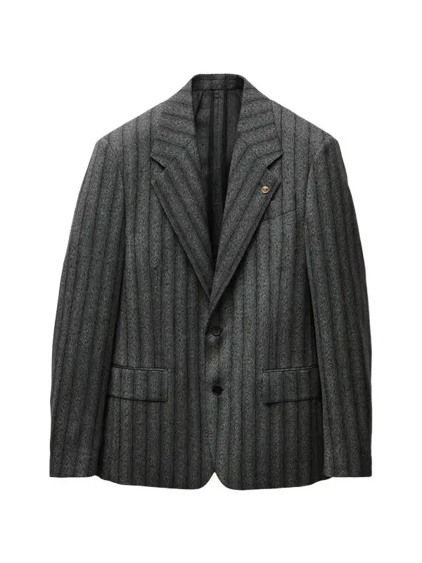 Versace Pinstripe Wool Twill Relaxed Blazer