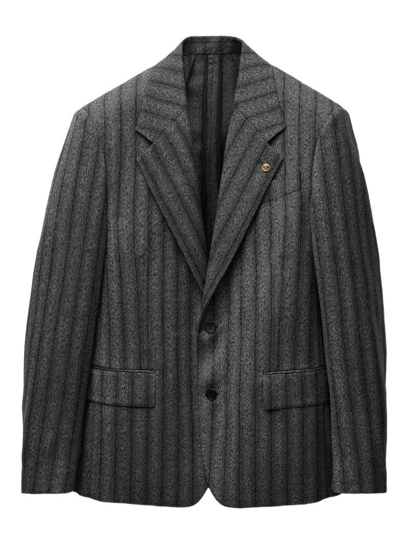Versace Pinstripe Wool Twill Relaxed Blazer