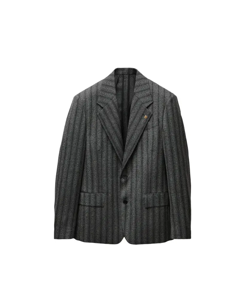 Versace Pinstripe Wool Twill Relaxed Blazer