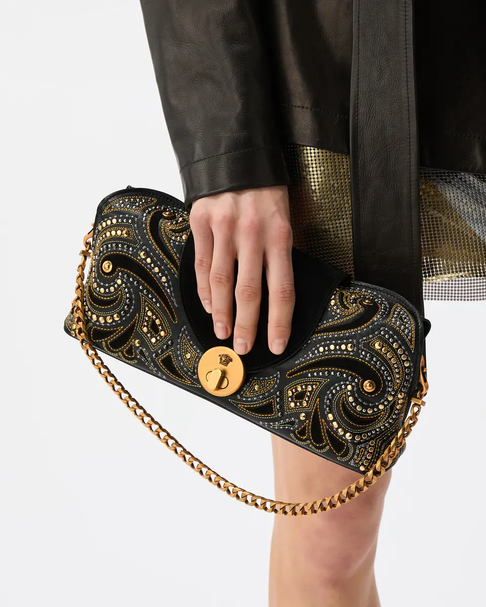 Versace Vivian Embroidered Suede Clutch | Thumbnail 2 Versace Vivian Embroidered Suede Clutch | Thumbnail 2